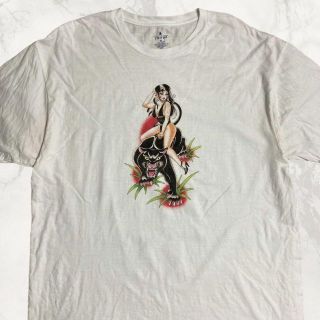 JKA  ビンテージ   白 ピンナップガール　和風　黒豹 Tシャツ(Tシャツ/カットソー(半袖/袖なし))