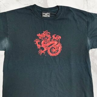JJT ビンテージ   黒 ドラゴン　龍　竜　中国　チャイナ Tシャツ(Tシャツ/カットソー(半袖/袖なし))
