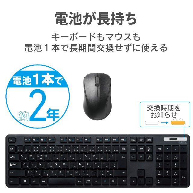 エレコム キーボード ワイヤレス レシーバー付属 メンブレン 薄型 フルキーボー