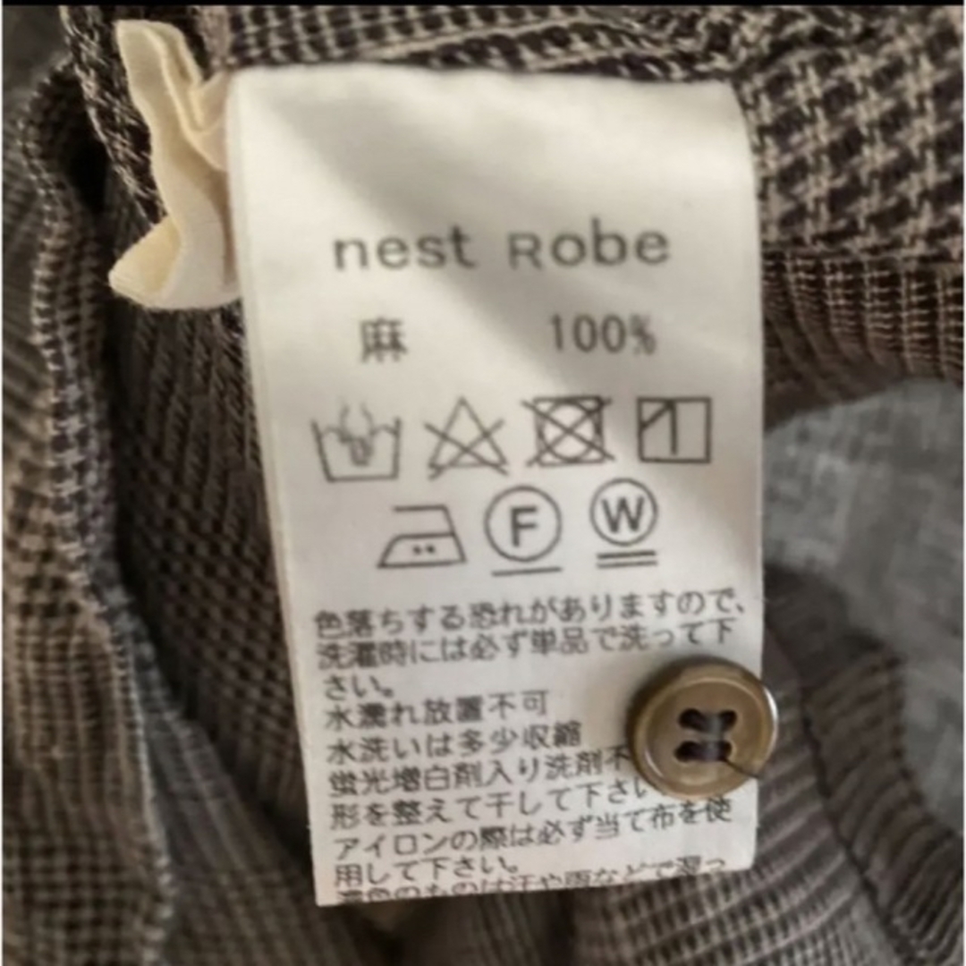 nest Robe(ネストローブ)のネストローブ　リネンガーゼチェックロールネックワンピース レディースのワンピース(ロングワンピース/マキシワンピース)の商品写真