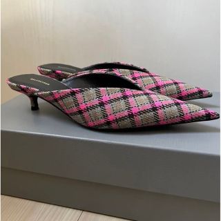 バレンシアガ(Balenciaga)のバレンシアガ　ミュール　チェック柄　35サイズ(ミュール)