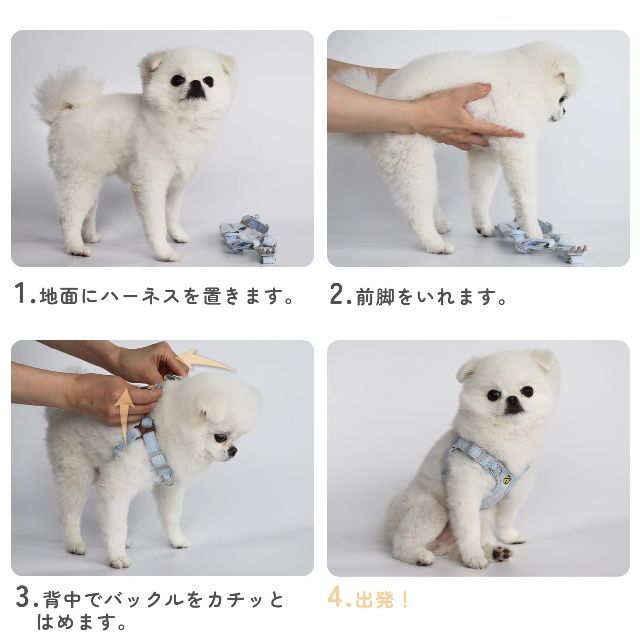 【色: ライトブルー】Miru pochiミルポッチ 猫 犬 ハーネス 小型犬