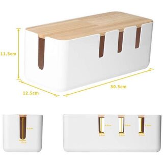 ケーブルボックス テーブルタップ収納ボックス 天然木&樹脂製(その他)