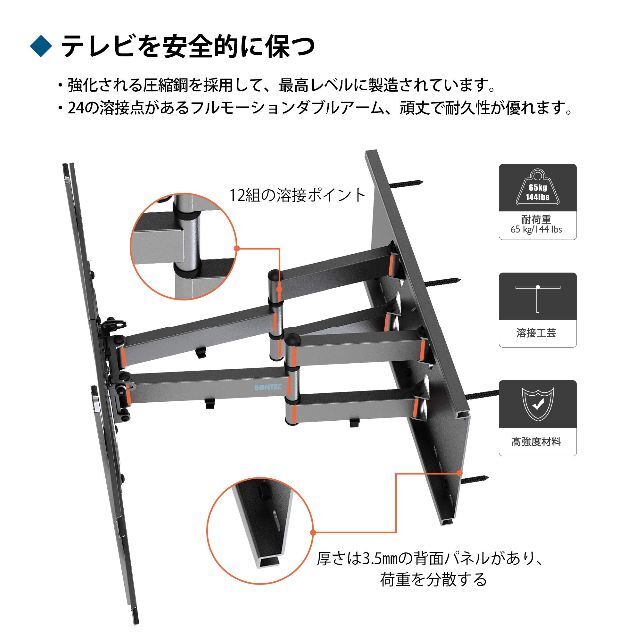 1homefurnit 壁掛けテレビ 金具 テレビ壁掛け金具 37-80インチL