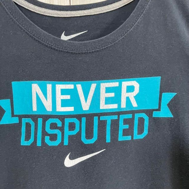 NIKE(ナイキ)のレディース古着NIKEナイキ　プリントTシャツ　サイズXL 黒　ブラック レディースのトップス(Tシャツ(半袖/袖なし))の商品写真