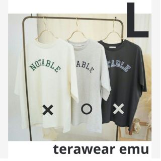 シマムラ(しまむら)のterawear emu リングロゴハリツケTシャツ L(Tシャツ(半袖/袖なし))