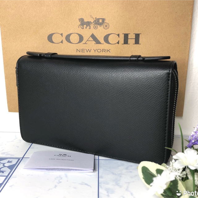 コーチ 長財布 トラベルオーガナイザー Wジップ ブラック 【新品】