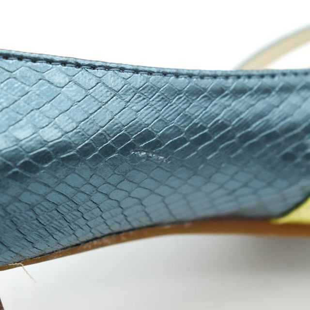 アンジー クウィンク パンプス オープントゥ パイソン型押し ミドルヒール 靴 レディース 23.5cmサイズ マルチカラー Angie Cwink レディースの靴/シューズ(ハイヒール/パンプス)の商品写真