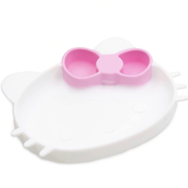 ハローキティ(ハローキティ)のキティ シリコンディッシュ プレート 皿 吸盤付き 2枚 双子 セット キッズ/ベビー/マタニティの授乳/お食事用品(離乳食器セット)の商品写真