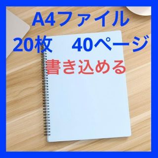 無地★A4ファイル♪水色　２０袋　４０ページ　書き込みできる　反射しない　楽譜用(その他)