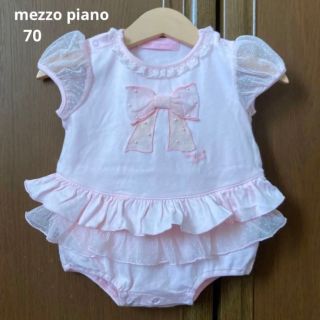 メゾピアノ(mezzo piano)の専用！メゾピアノ　半袖　レース　ロンパース　リボン　春　夏　(ロンパース)