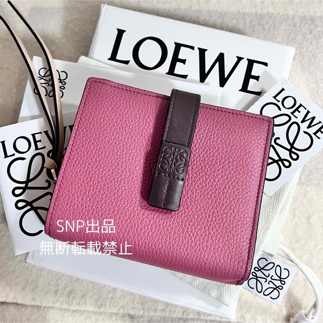 ロエベ 美品 コンパクト ジップ ウォレット アナグラム ミニ 財布 二