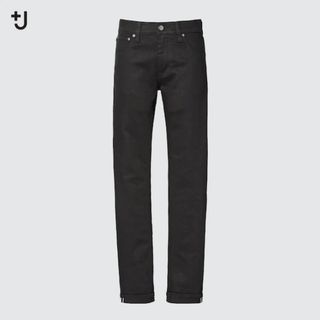 ユニクロ(UNIQLO)のUNIQLO ユニクロ +J セルビッジ デニム 26/ジョーゼット シャツ (ひざ丈ワンピース)