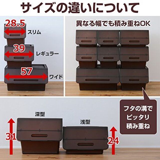 【色: ホワイト】サンカ 日本製 収納ボックス ふた付き 2個組 レギュラー 浅 4