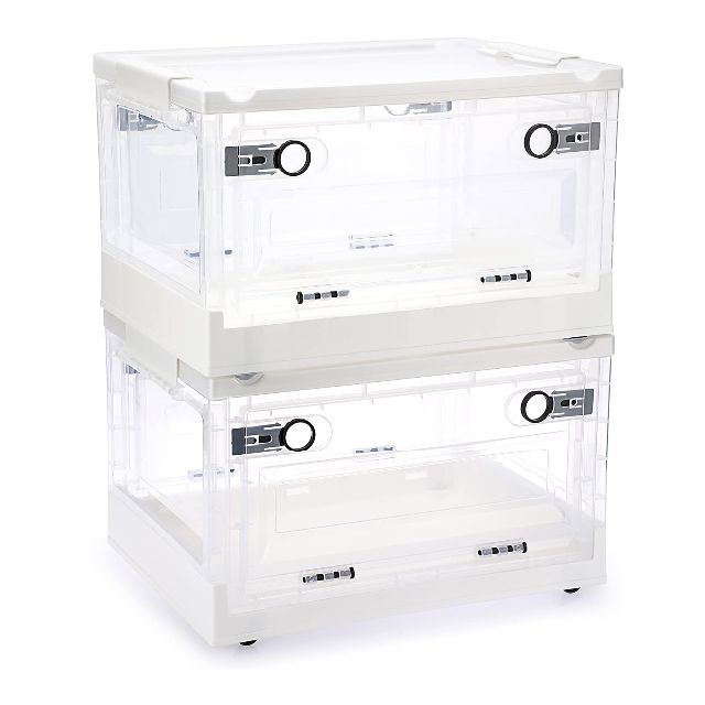 Sumnacon 2個セット 大容量透明収納ボックス 折りたたみ式収納ボックス