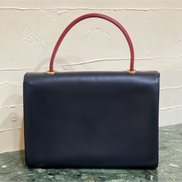希少モデル VINTAGE OLD BALLY バイカラーレザーハンドバッグ
