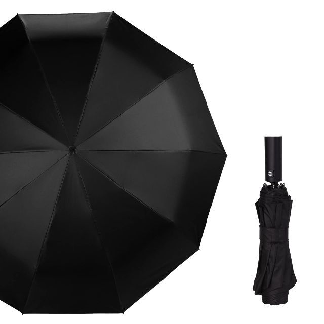 【色: ブラック】2023最新・台風豪雨対応Vialifer 折りたたみ傘 メン