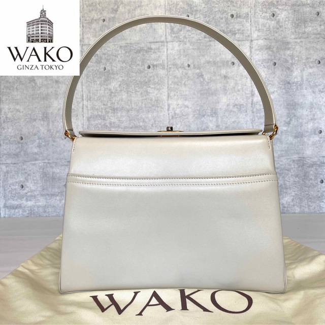 在庫あ定番】 WAKO 銀座和光 ダークブラウン カーフレザーハンドバッグ