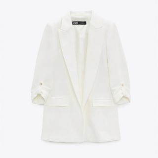 ★ZARA★ザラ ロールアップスリーブ ブレザー 袖口金ボタン  ロング丈