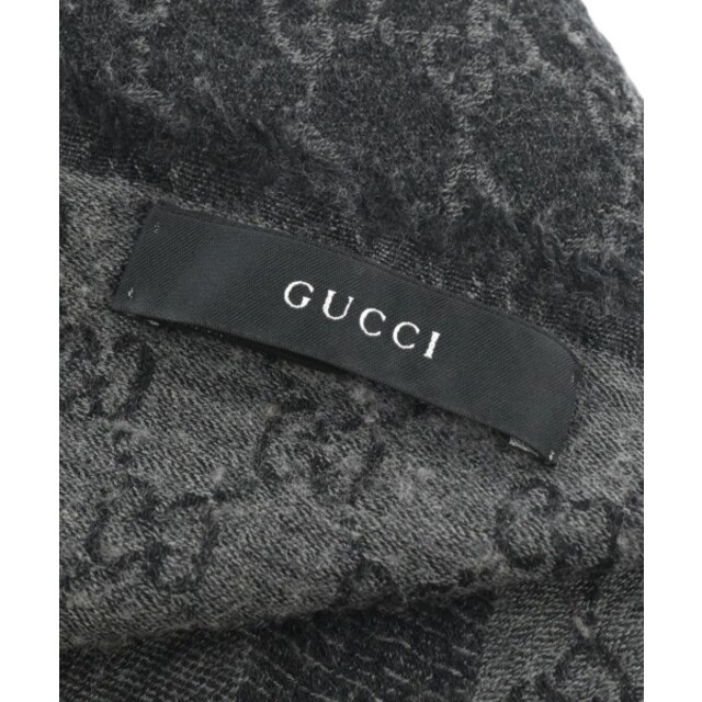 Gucci(グッチ)のGUCCI グッチ マフラー - 黒系xグレー系(総柄) 【古着】【中古】 メンズのファッション小物(マフラー)の商品写真