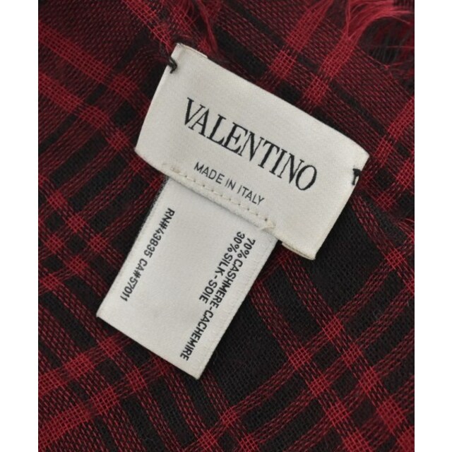 VALENTINO ヴァレンティノ ストール - 赤x黒(チェック) 2