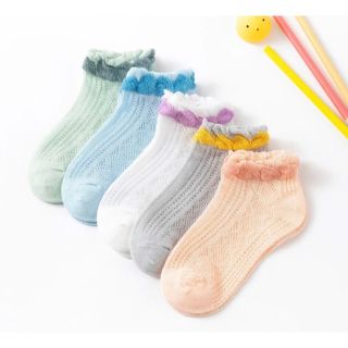 　　　専用　かわいいくしゅメッシュキッズソックス 子供靴下 5足16〜18cm(靴下/タイツ)