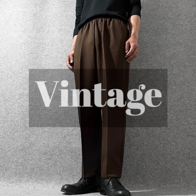 ART VINTAGE(アートヴィンテージ)の【vintage】ワイドストレート イージーパンツ スラックス ブラウン XL メンズのパンツ(スラックス)の商品写真