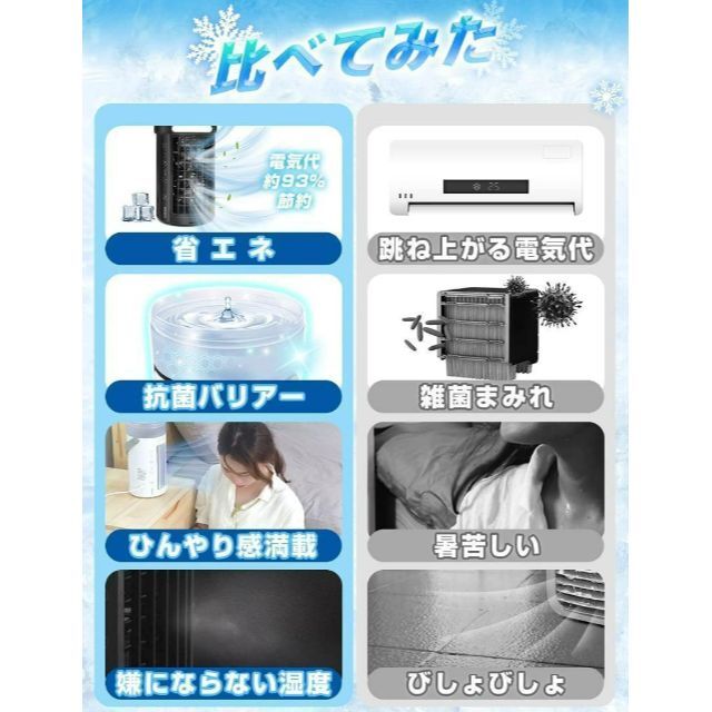 ❦ミスト効果で涼しい～❦　【ブラック:1台】　冷風扇  小型クーラー  暑さ対策 スマホ/家電/カメラの冷暖房/空調(エアコン)の商品写真