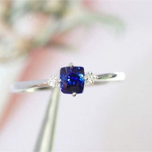 天然 ロイヤルブルーサファイア ダイヤ リング0.42ct k18 f