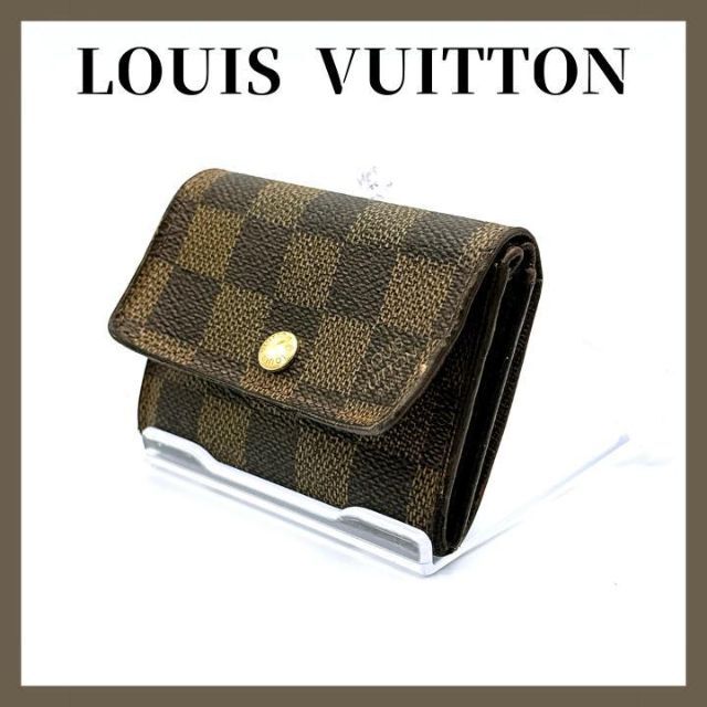 LOUIS VUITTON ルイヴィトン◆ポルト・モネ・プラ_ダミエ・エベヌ