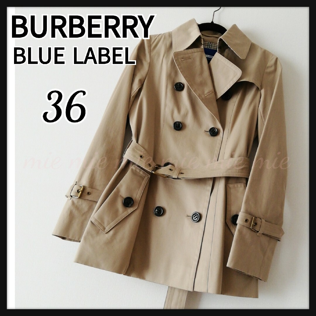 BURBERRY BLUE LABEL(バーバリーブルーレーベル)の◆BURBERRY BLUE LABEL　ギャバジンショートトレンチコート36◆ レディースのジャケット/アウター(トレンチコート)の商品写真