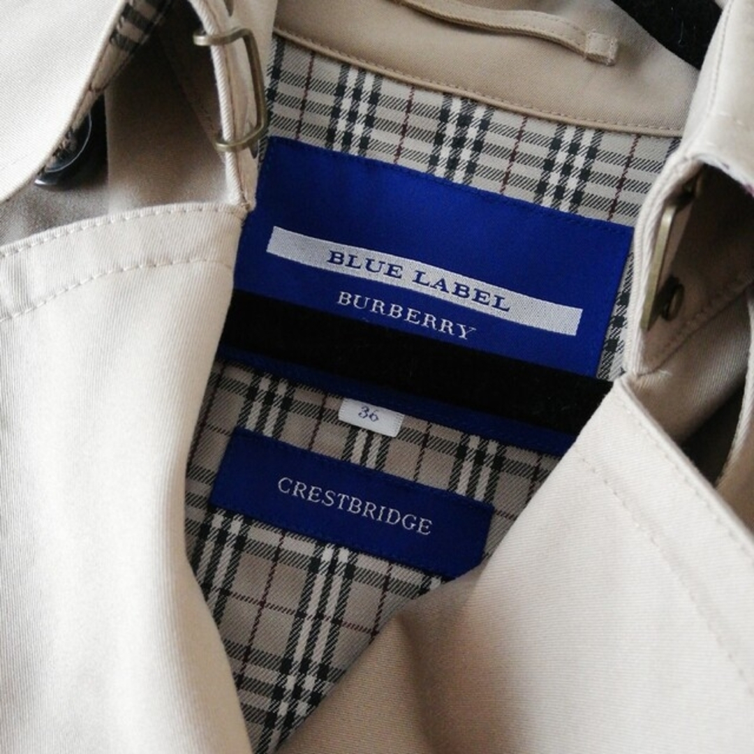 BURBERRY BLUE LABEL(バーバリーブルーレーベル)の◆BURBERRY BLUE LABEL　ギャバジンショートトレンチコート36◆ レディースのジャケット/アウター(トレンチコート)の商品写真