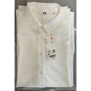 ユニクロ(UNIQLO)のユニクロ　レーヨンブラウス(長袖) Mサイズ　白(シャツ/ブラウス(長袖/七分))