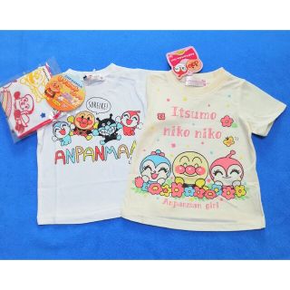 アンパンマン(アンパンマン)の新品　80cm　アンパンマン　女の子半袖Tシャツ2枚セット　ホワイト×ベージュ(Ｔシャツ)