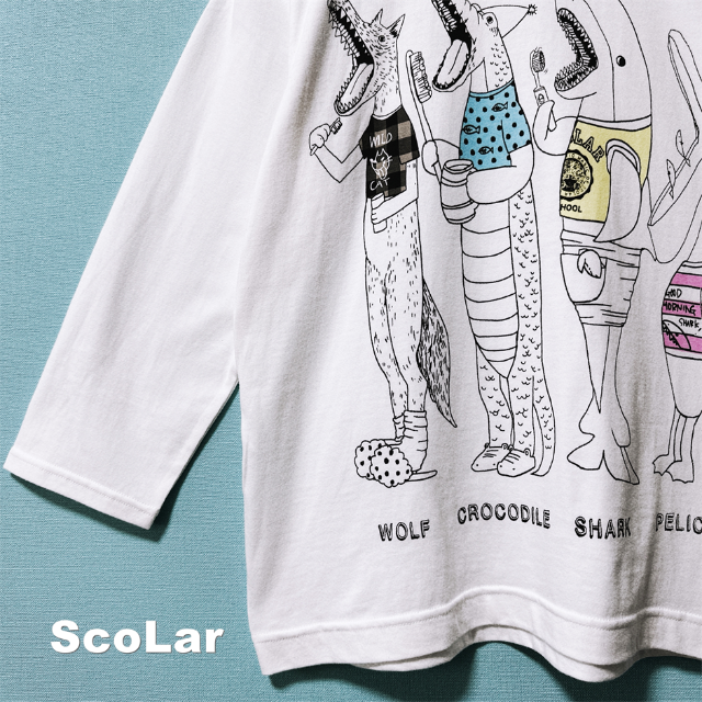 ScoLar(スカラー)の【ScoLar】アニマル歯ブラシグ ラフィック ロングＴシャツ タグ付未使用 レディースのトップス(Tシャツ(長袖/七分))の商品写真