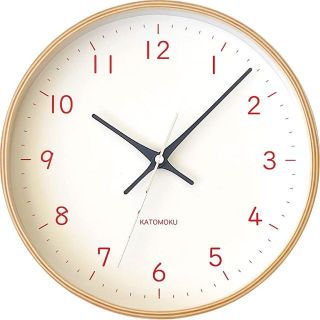 【数量限定】KATOMOKU plywood clock 22 電波時計 オレン(置時計)