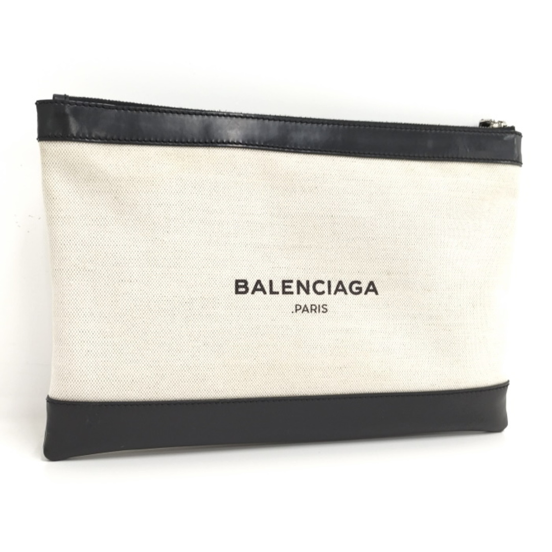 BALENCIAGA クラッチバッグ ネイビークリップM レザー キャンバス