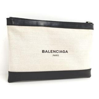 バレンシアガ(Balenciaga)のBALENCIAGA クラッチバッグ ネイビークリップM レザー キャンバス(その他)