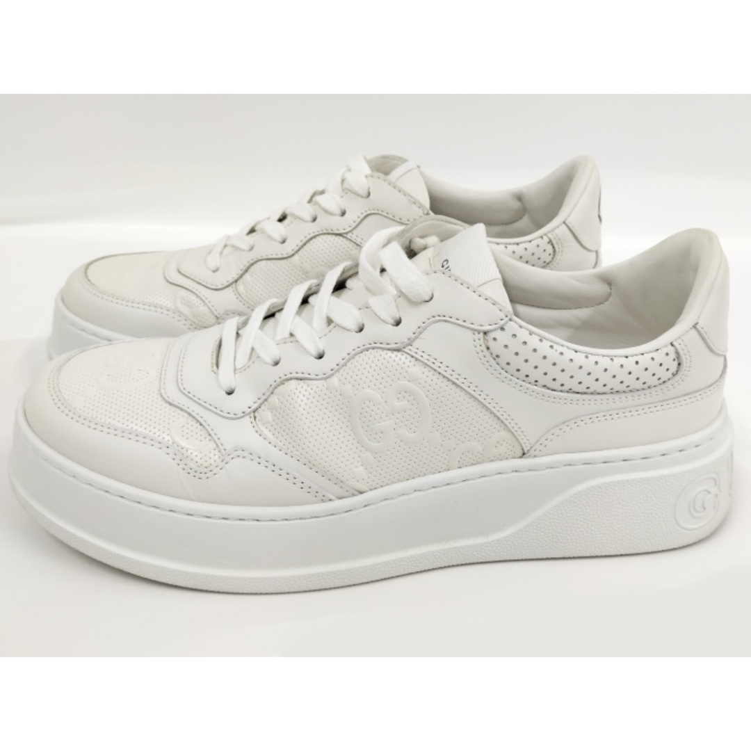 GUCCI - GUCCI スニーカー GGエンボス レザー ホワイト 669582の GUCCI - GUCCI スニーカー GGエンボス レザー ホワイト 669582の