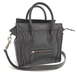 セリーヌ(celine)のCELINE ラゲージ ナノショッパー ハンドバッグ レザー ブラック(ショルダーバッグ)