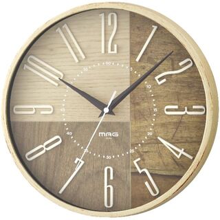 【新着商品】MAGマグ 掛け時計 電波時計 アナログ ココア 立体文字 夜間秒針(置時計)
