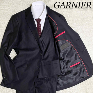 【極上美品】ガルニエ　セットアップ　スリーピース　スーツ　シルク　ペイズリー　黒