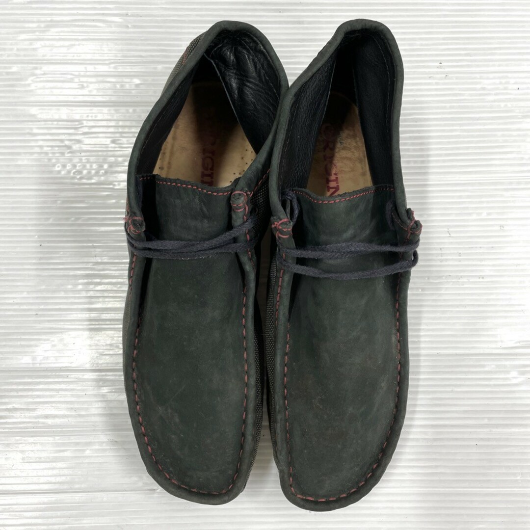 US Clarks ORIGINALS Wallabee クラークス オリジナルズ ワラビー ブーツ ヌバックレザー×キャンバス地 サイズ：UK 11 G グレー系×レッドPOPEYEポパイMEN