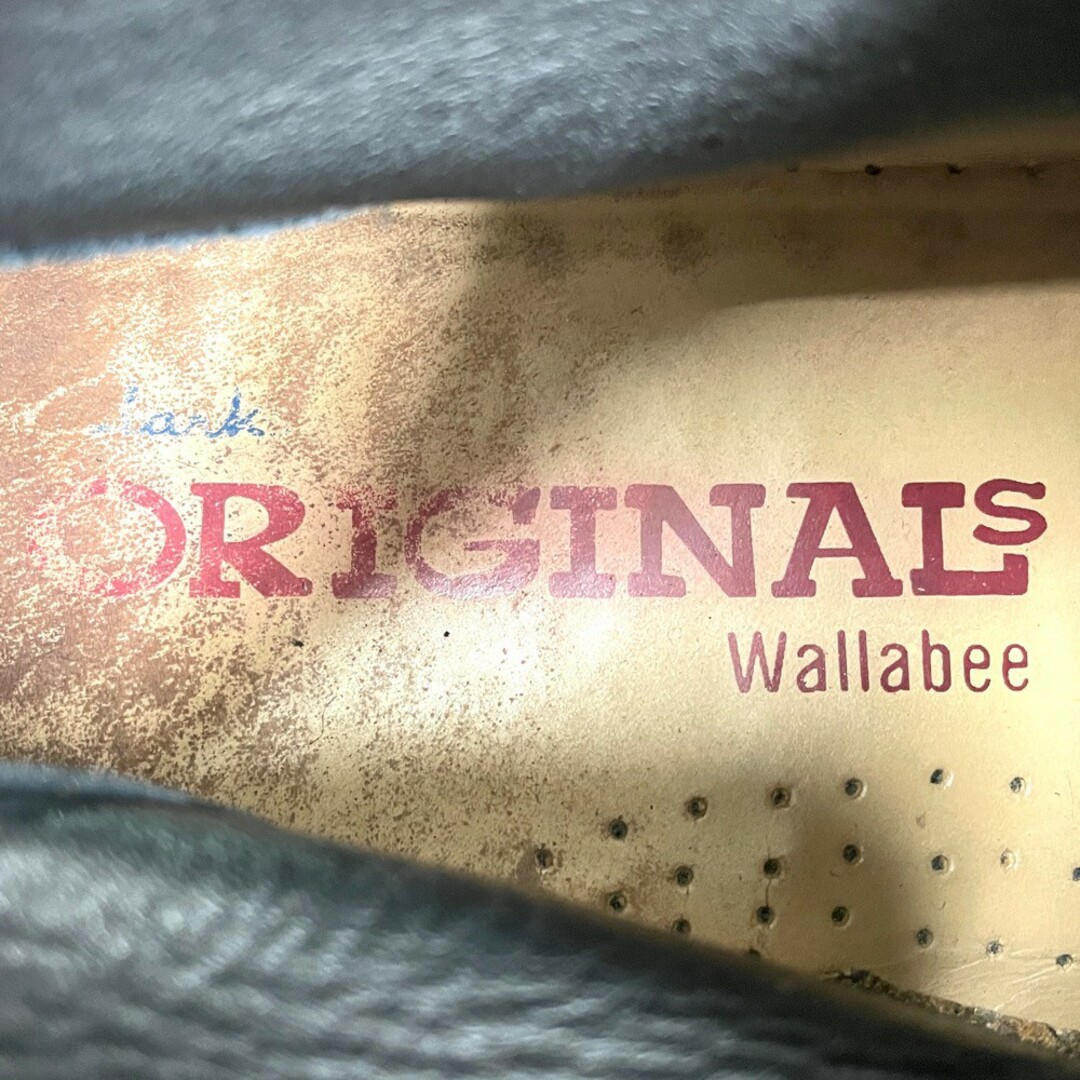 US Clarks ORIGINALS Wallabee クラークス オリジナルズ ワラビー ブーツ ヌバックレザー×キャンバス地 サイズ：UK 11 G グレー系×レッドPOPEYEポパイMEN