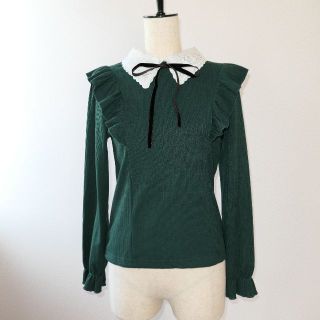 アクシーズファム(axes femme)のaxes femme(アクシーズファム)、ブーケ刺繍二枚襟リブ　カットソー(カットソー(長袖/七分))