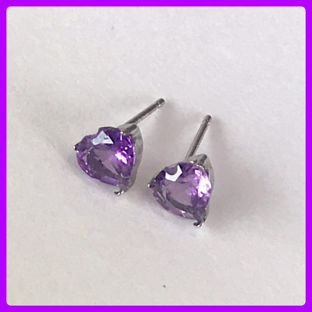 プラチナピアス アメジスト❤︎5mm ハート ピアス pt900