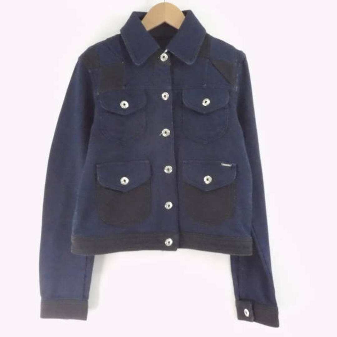 美品 DIESEL ディーゼル G-VERA GIACCA ジャケット ネイビー XS コットン100% レディース AY3553A4442cm袖丈