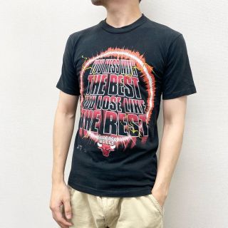 アンビル(Anvil)の90’s US古着 USA製 NBA シカゴブルズ Tシャツ 半袖 チームロゴ プリント anvil サイズ：ユース XL ブラック【中古】(Tシャツ/カットソー(半袖/袖なし))