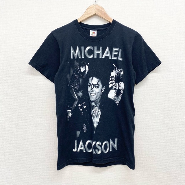 FRUIT OF THE LOOM(フルーツオブザルーム)のUS古着 マイケルジャクソン MICHAEL JACKSON アーティストTシャツ 半袖  サイズ：メンズ S ブラック【中古】 メンズのトップス(Tシャツ/カットソー(半袖/袖なし))の商品写真