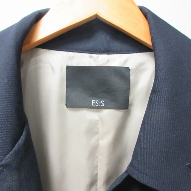 ES:S 美品 近年モデル ステンカラーコート トレンチコート ウール 紺 2